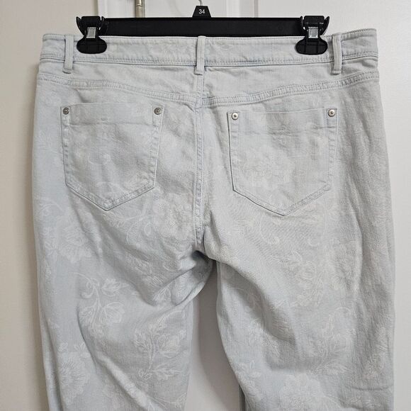 J. Jill Authentic Fit Slim Ankle Floral Print Jeans Womens 14 (35x28) Blue White - Picture 10 of 11